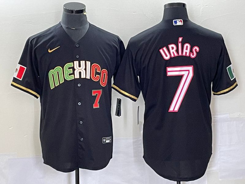 Men 2023 World Cub Mexico #7 Urias Black pink Nike MLB Jersey20->more jerseys->MLB Jersey